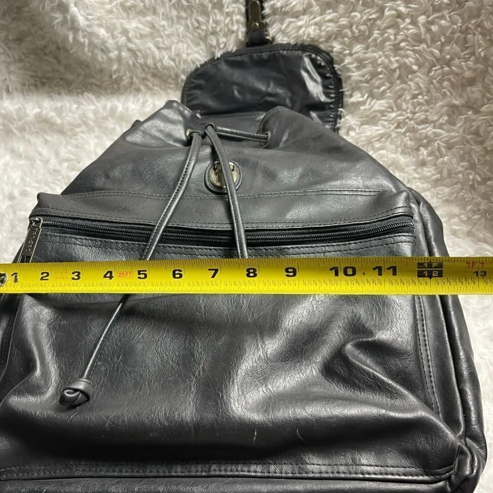 Tandem Cypress Woods Black stimulated leather backpack antique tone hardwares